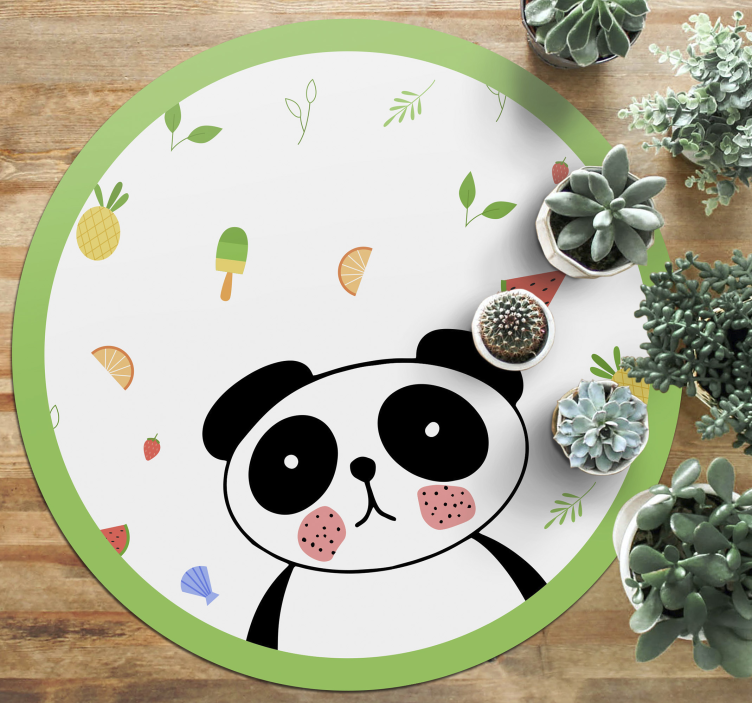 Tappeto vinile per bambini simpatico cerchio di panda - TenStickers