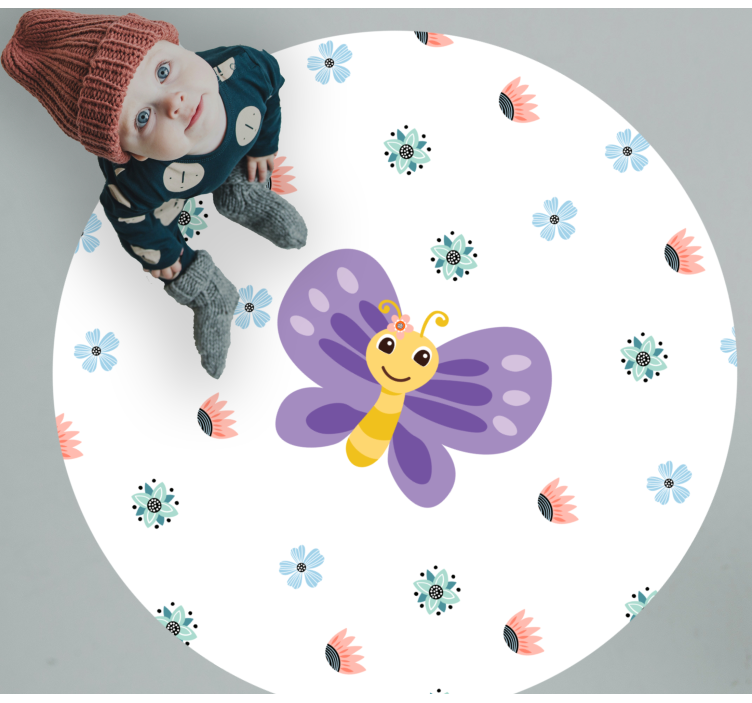 Tappeto vinile per bambini disegno a farfalla viola - TenStickers