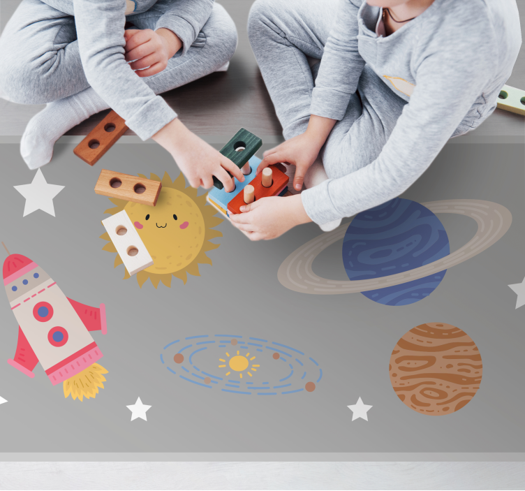 Tappeto vinile per bambini tema dell'avventura spaziale - TenStickers