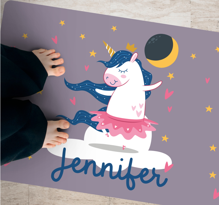 Tappeto vinile per bambini unicorno danzante personalizzato - TenStickers