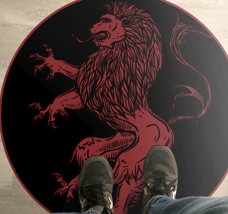 Tappeto vinile animali emblema del leone rosso - TenStickers