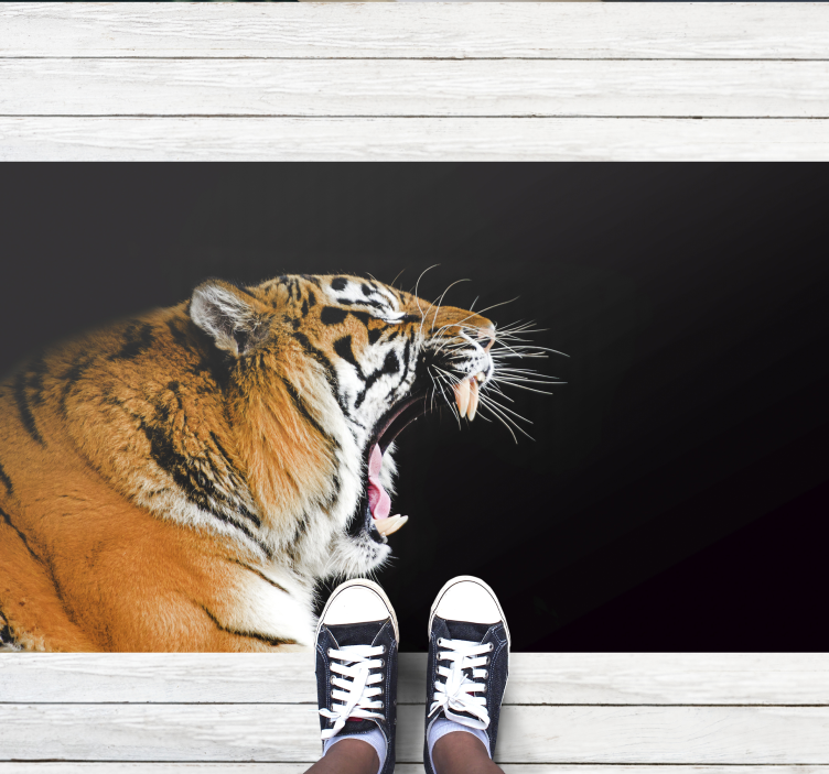 Tappeto vinile animali faccia di tigre ruggente - TenStickers