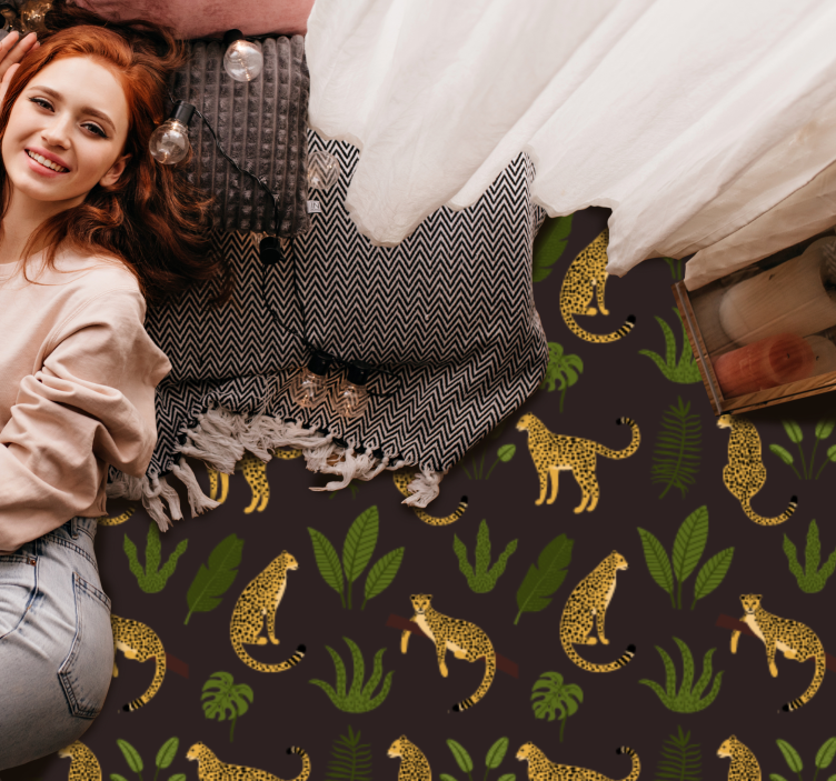 Tappeto vinile stampa animale motivo a foglia di leopardo - TenStickers