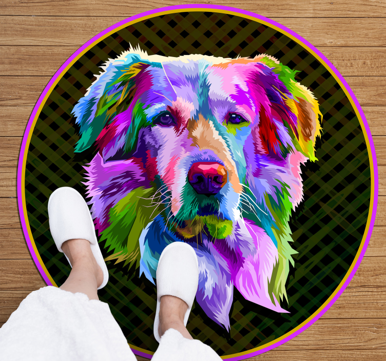 Tappeto vinile animali opera d'arte canina colorata - TenStickers