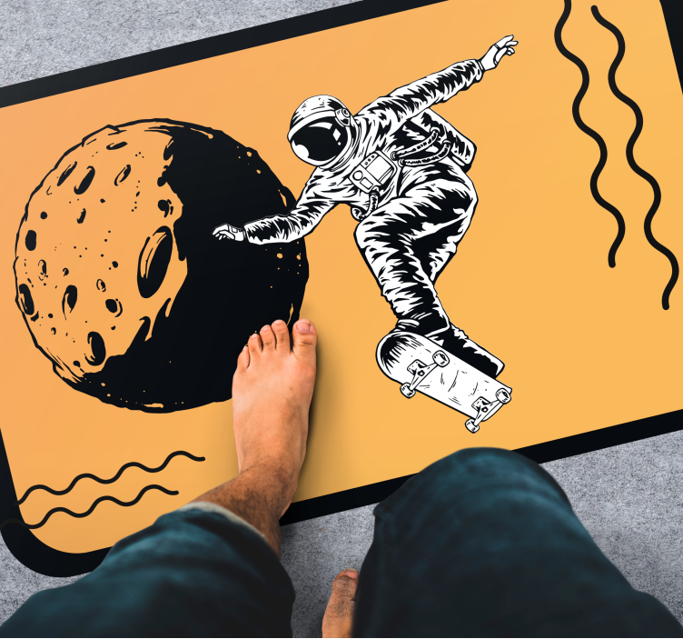 Tappeto vinile per bambini astronauta sullo skateboard - TenStickers