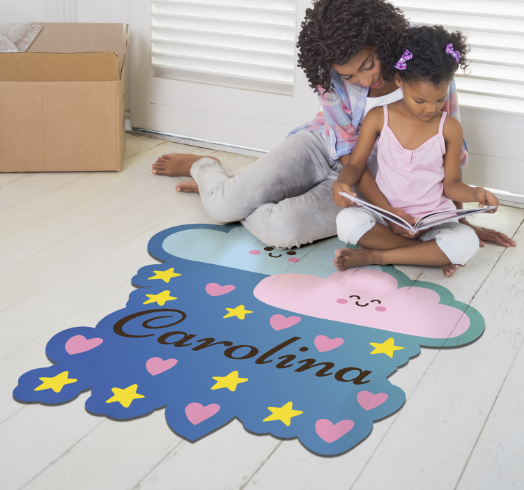 Tappetto vinile stelle design personalizzabile a tema cloud - TenStickers