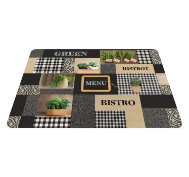 Tappeto pvc cucina bistro bianco e nero - TenStickers