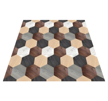 Tappeto pvc cucina esagoni in legno misto - TenStickers