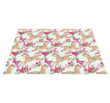 Tappeto vinile animali motivo cavallo fiori rosa - TenStickers