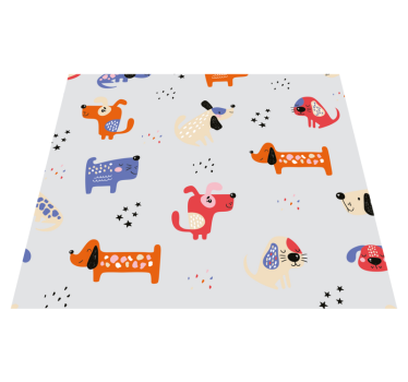 Tappeto vinile camera da letto cani illustrati - TenStickers