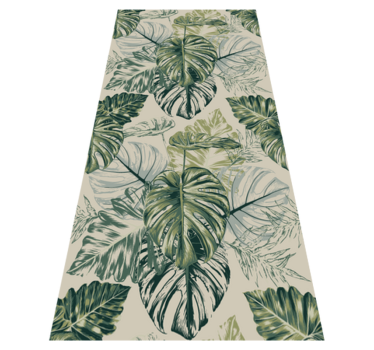 Tappeto vinile camera da letto forme di monstera beige - TenStickers