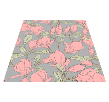 Tappeto vinile camera da letto fiori e foglie rosa - TenStickers