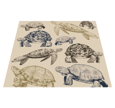 Tappeto vinile camera da letto tartarughe sfondo beige - TenStickers