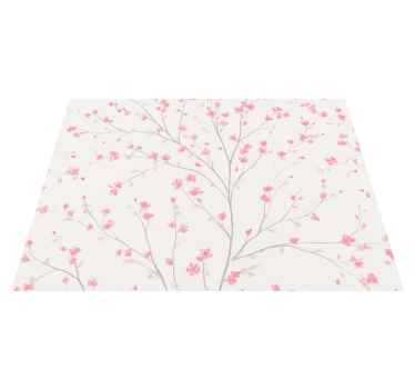 Tappeto vinile camera da letto albero con fiori rosa - TenStickers