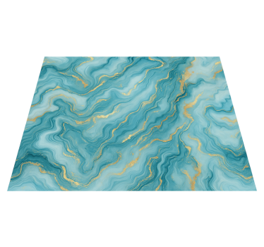 Tappeto vinile camera da letto stile marmo blu e oro - TenStickers