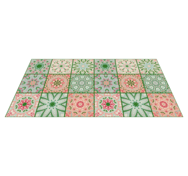 Tappeto vinile bagno decorazione quadrata blu e verde - TenStickers