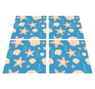 Tappeto vinile bagno stelle di pesce e conchiglie - TenStickers