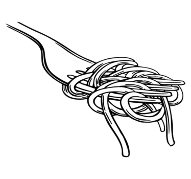 Tappeto pvc cucina stile incisione forchetta spaghetti - TenStickers