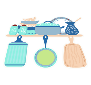 Tappeto pvc cucina stoviglie in ceramica - TenStickers