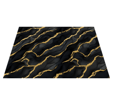 Tappeto vinile camera da letto effetto marmo nero oro - TenStickers