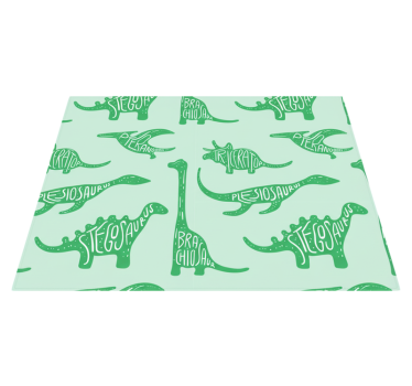 Tappeto vinile camera da letto dinosauri verdi con nomi - TenStickers