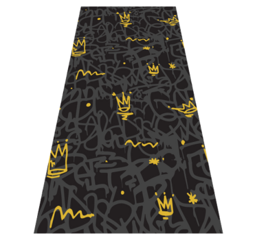 Tappeto vinile camera da letto corona graffiti oro e nero - TenStickers
