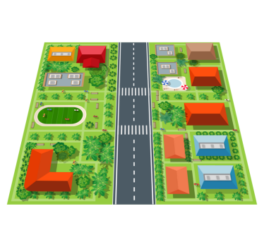 Tappeto vinile per bambini paesaggio urbano giocoso - TenStickers
