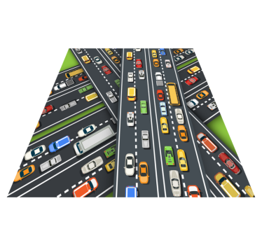 Tappeto vinile strade illustrazione del traffico cittadino - TenStickers