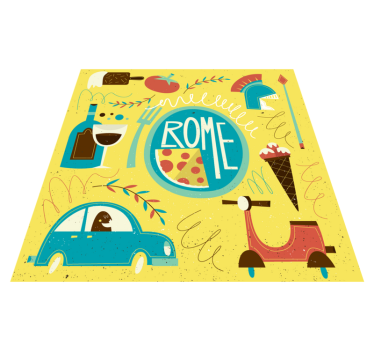 Tappeto vinile alfabeto illustrazione del tema di roma - TenStickers