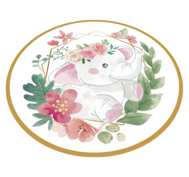 Tappeto vinile per bambini circolare floreale dell'elefante - TenStickers