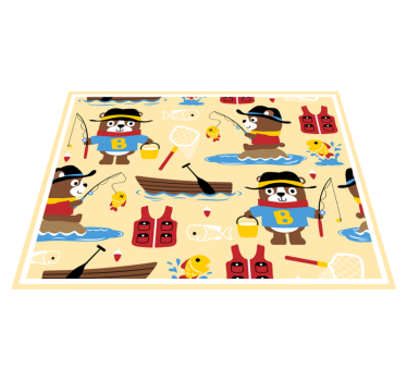Tappeto vinile per bambini avventura dell'orso da pesca - TenStickers