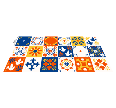 Tappeto pvc cucina modello di piastrelle colorate - TenStickers