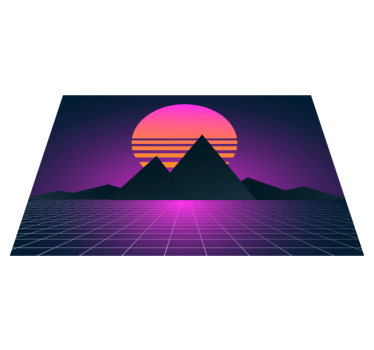 Tappeto vinile vintage geometria tramonto retrò - TenStickers