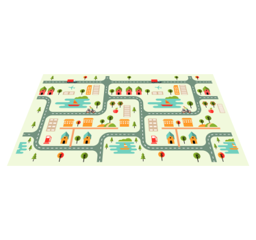 Tappeto vinile per bambini strade cittadine tempo di gioco - TenStickers