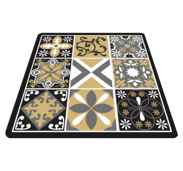Passatoia in vinile cucina Piastrelle patch oro e argento - TenStickers