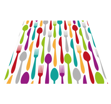 Tappeto pvc cucina modello di posate colorate - TenStickers