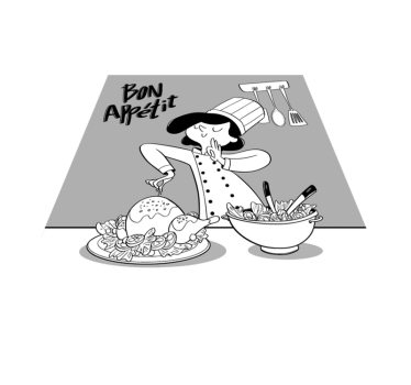 Tappeto pvc cucina illustrazione del cuoco unico del fumetto - TenStickers