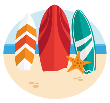Tappeto vinile esterno trio di tavole da surf - TenStickers