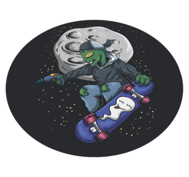 Tappeto vinile per bambini alieno sullo skateboard - TenStickers