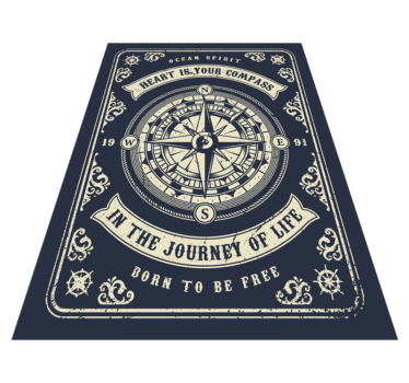 Tappeto vinile minimalista bussola viaggio arte - TenStickers