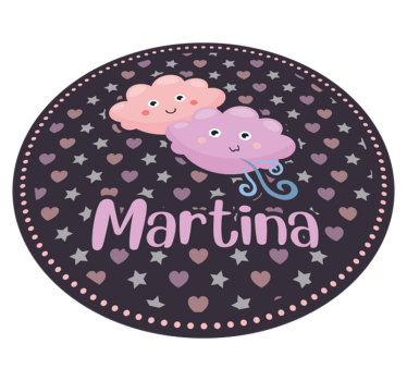 Tappeto vinile per bambini nuvole viola con nome - TenStickers