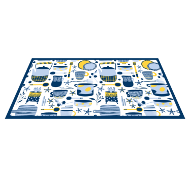 Tappeto pvc cucina pentole modello blu - TenStickers