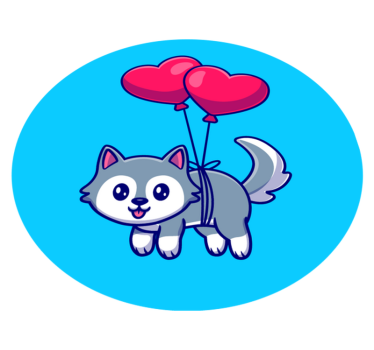 Tappeto vinile animali cucciolo di lupo con palloncini - TenStickers