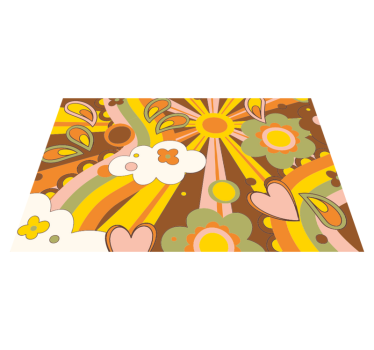 Tappeto vinile per bambini esplosione floreale retrò - TenStickers