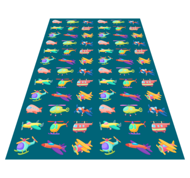 Tappeto vinile per bambini modello di aeroplani colorati - TenStickers