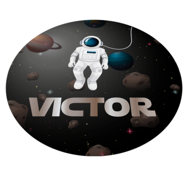 Tappeto vinile per bambini astronauta dell'universo con nome - TenStickers
