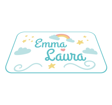 Tappeto vinile per bambini doppio nome con arcobaleno - TenStickers