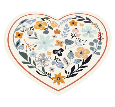 Tappeto vinile fiori composizione floreale a forma di cuore - TenStickers