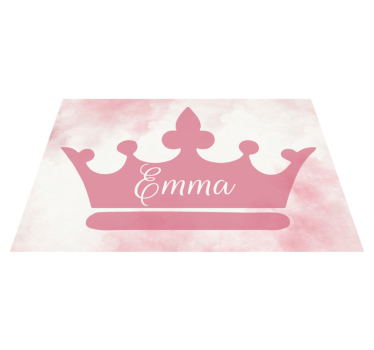 Tappeto vinile per bambini corona rosa con nome - TenStickers
