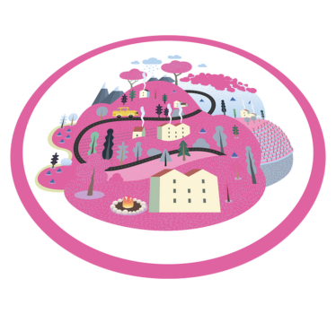 Tappeto vinile strade scena colorata del villaggio - TenStickers
